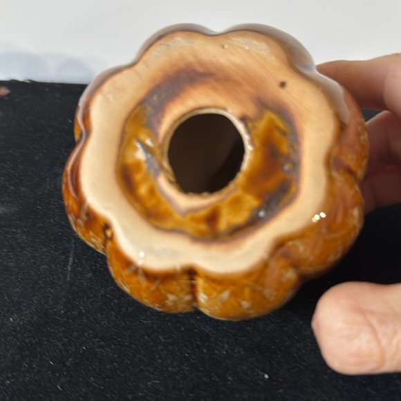 Mini Ceramic Pumpkin Decor - Green and Brown 3 inches - Picture 5 of 5